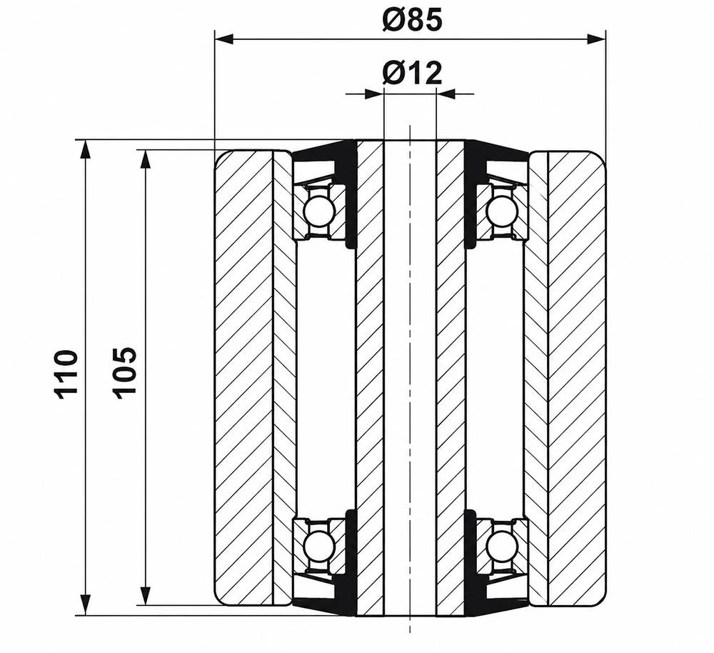 Опорный ролик FKK 85×105/110 - 12 для техники Still / Linde, 0039933604